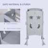 Wooden Kitchen Step Stool for Kids, Foldable Toddler Tower, Helper Stool for Kitchen Counter with Support Handles Safety Rail, Gray